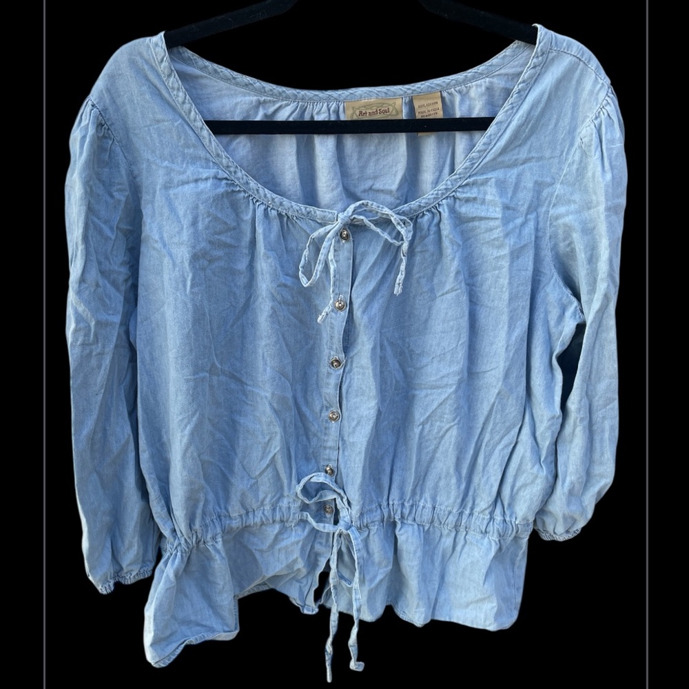 Art And Soul denim Button Blouse